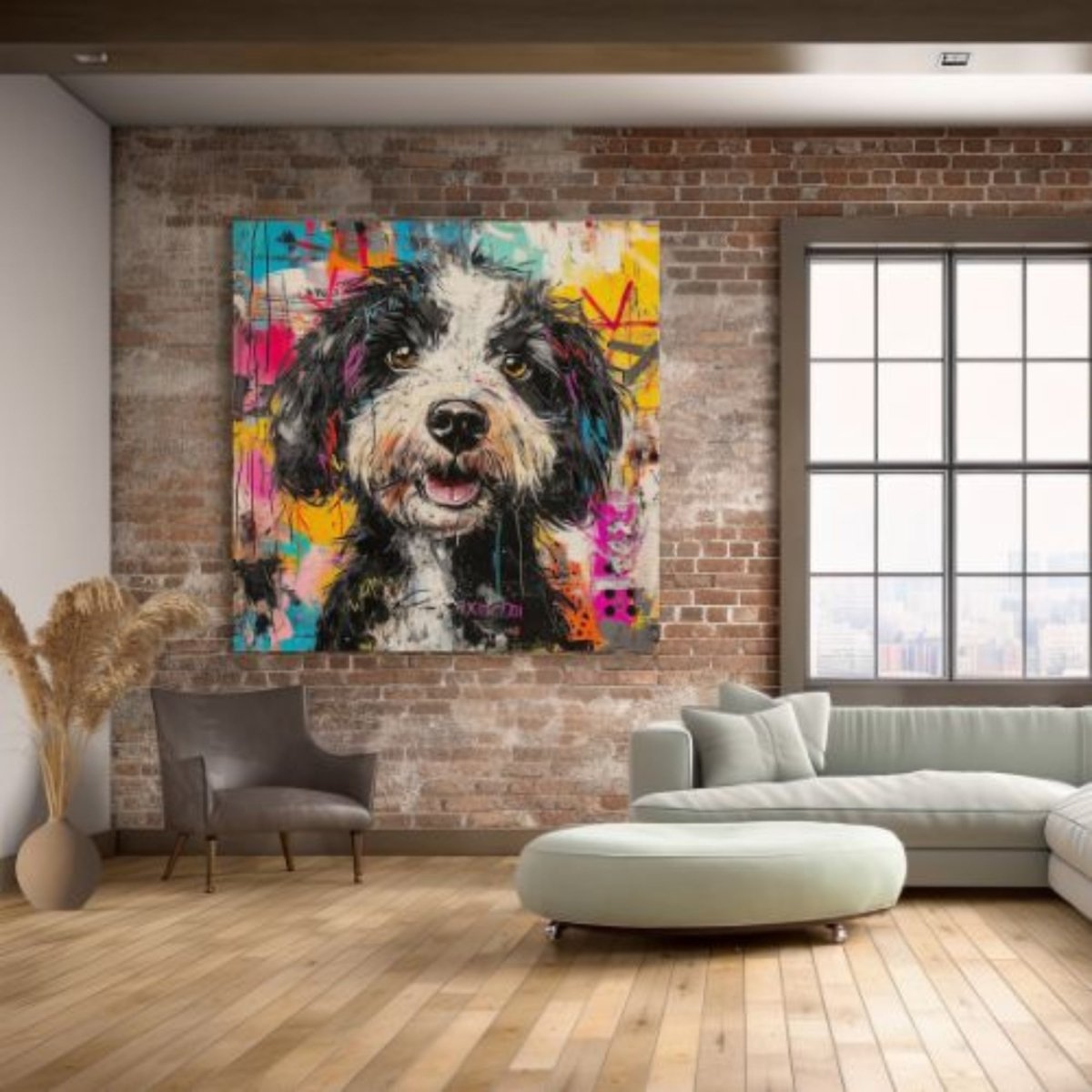 Custom Abstract Portrait – Custom Doodle Artwork doodle dog portrait art — My Doodle Canvas