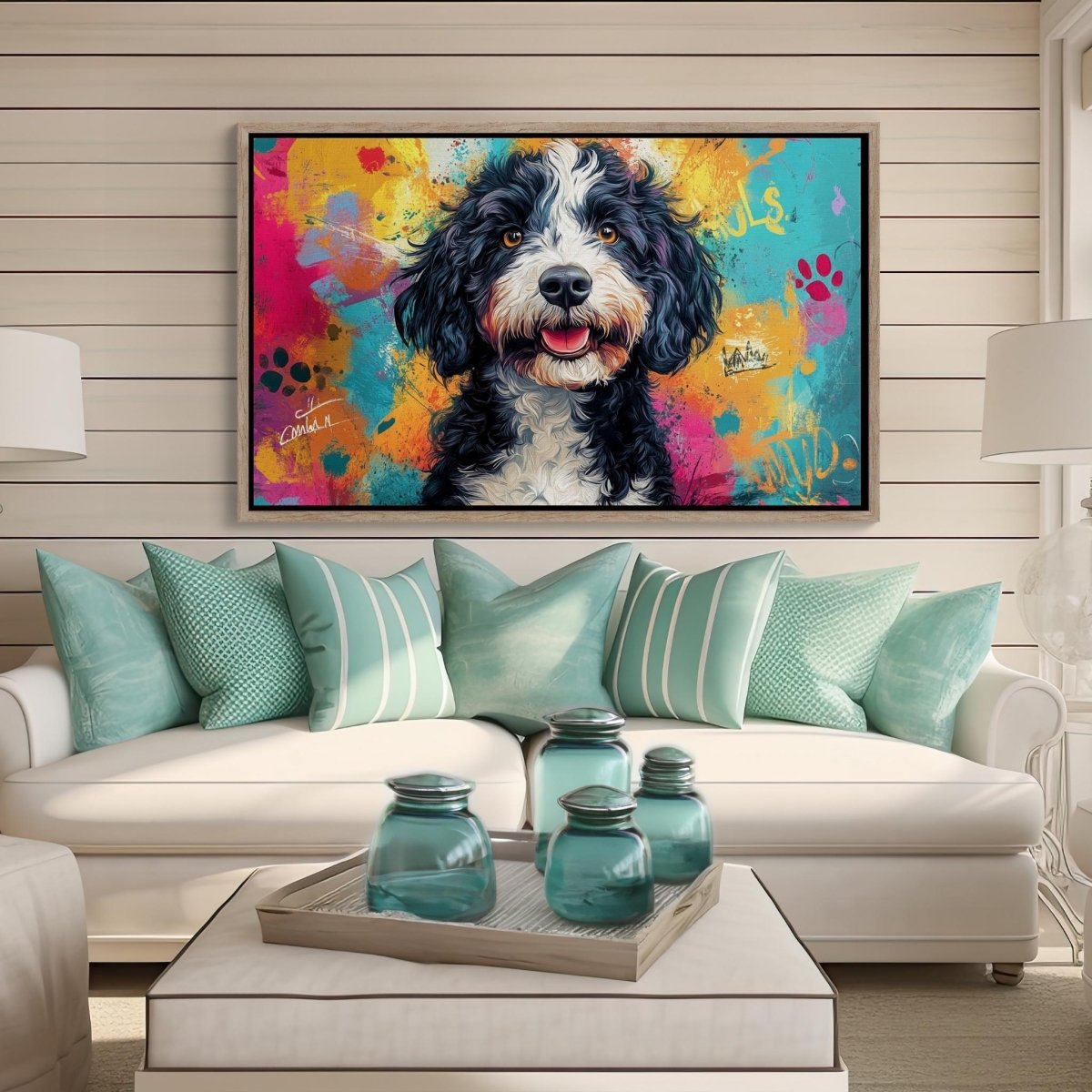 Custom Abstract Portrait – Custom Doodle Artwork doodle dog portrait art — My Doodle Canvas