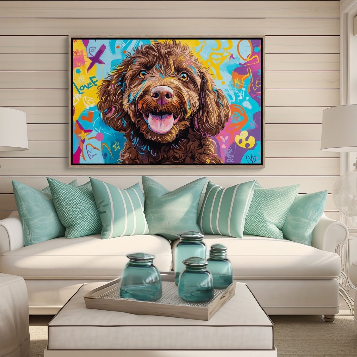 Custom Abstract Portrait – Custom Doodle Artwork doodle dog portrait art — My Doodle Canvas
