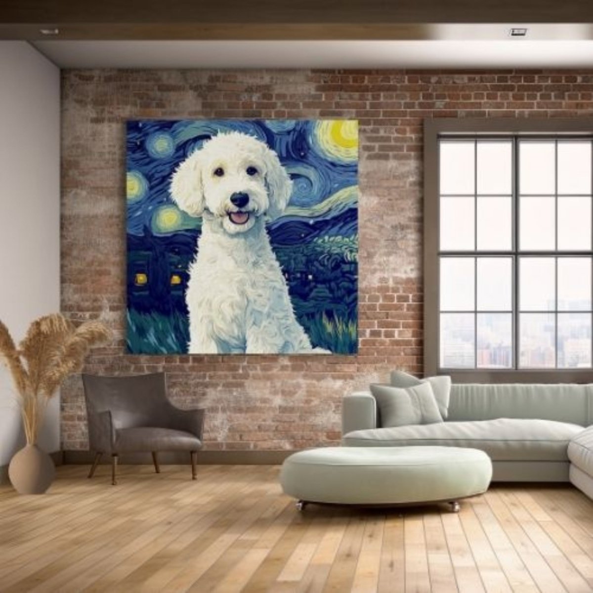 Custom Van Gogh Inspired - Oil Painting doodle dog portrait art — My Doodle Canvas